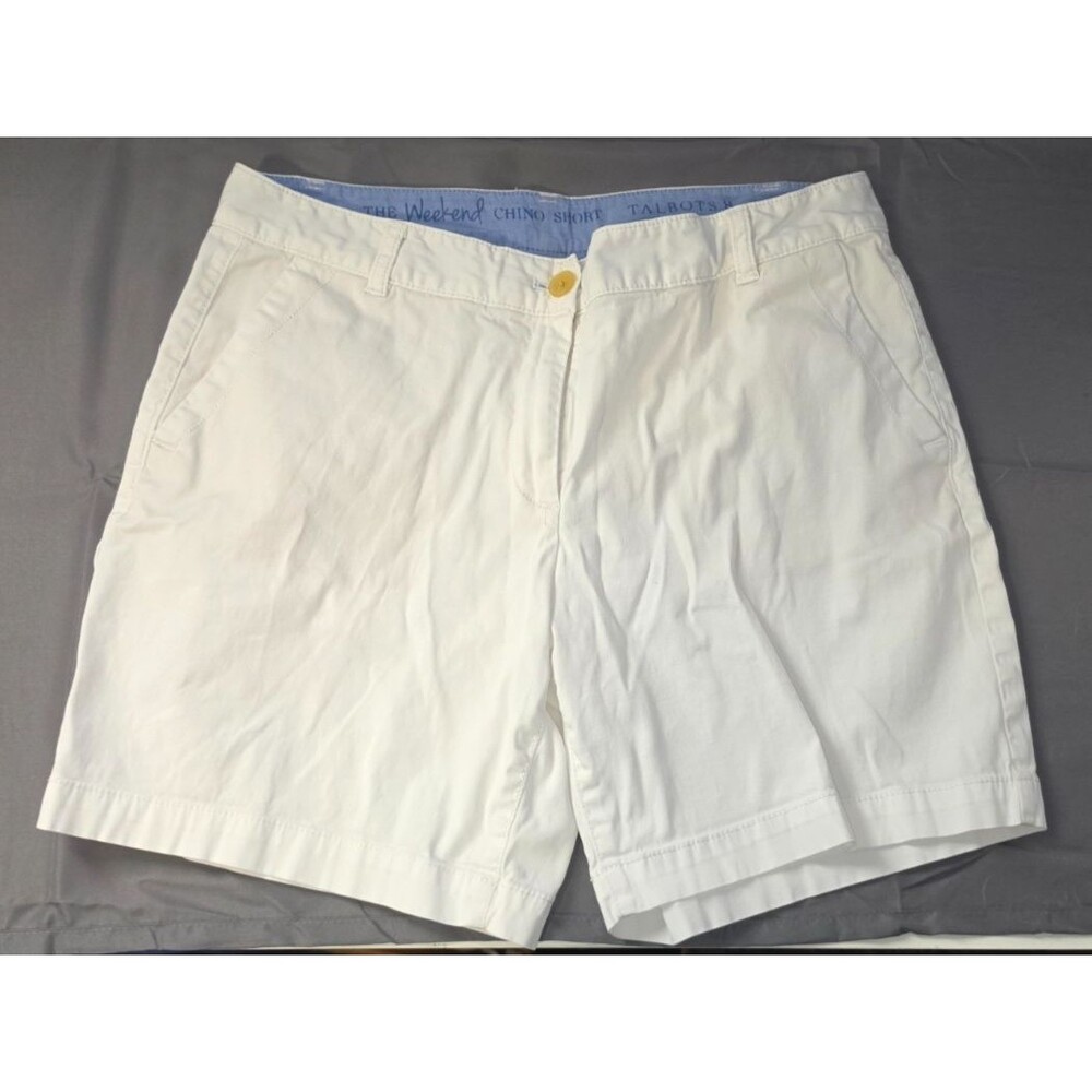 Talbots The Weekend Chino Short White Size 8 Pockets Excellent